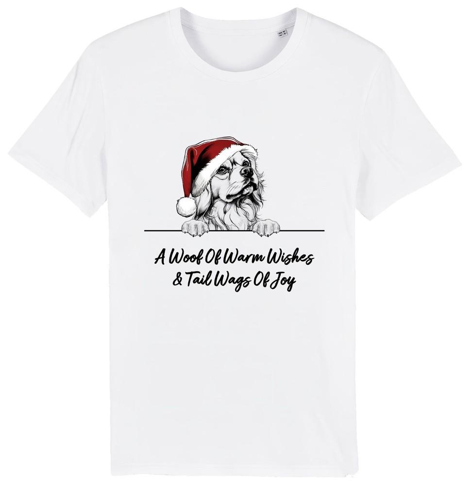 

TIBETAN SPANIEL Christmas Dog T-Shirt Adults Kids Woof Wishes Tail Wags Xmas 2XL