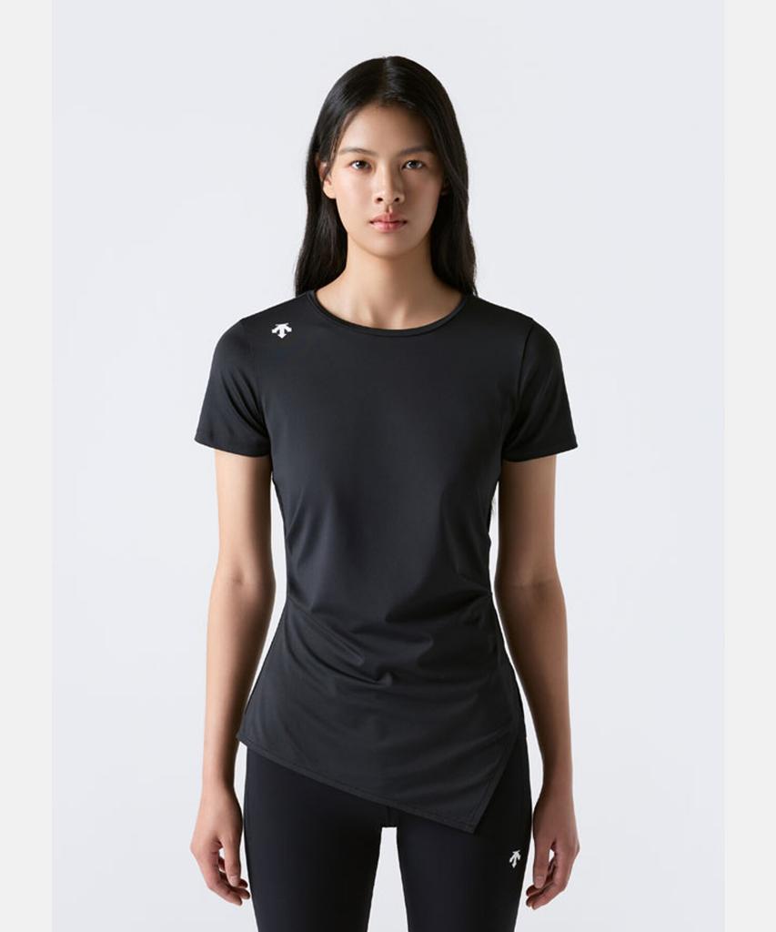 DESCENTE Women'S Hip Cover Short Sleeve T-Shirt Black Sr322Pts73