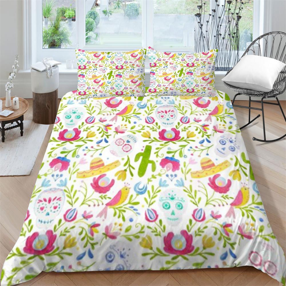 3D Skull Print Bed Suit Bedding Quilt Cover Home Bedclothes Kids Gift Microfiber Comforter Breathable Duvet Cover