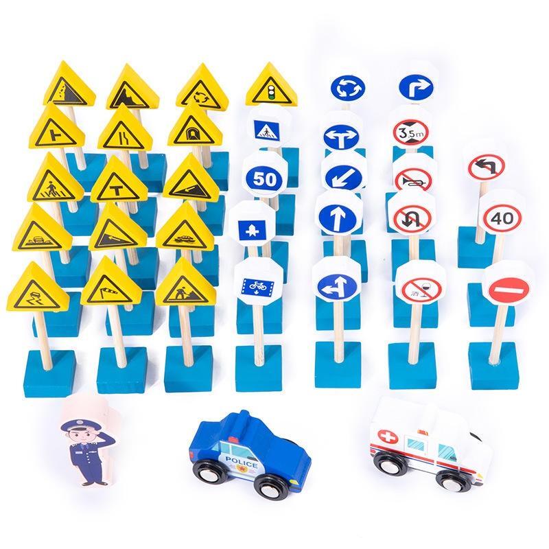 Children's Traffic Signs and Road Barrier Toy Set