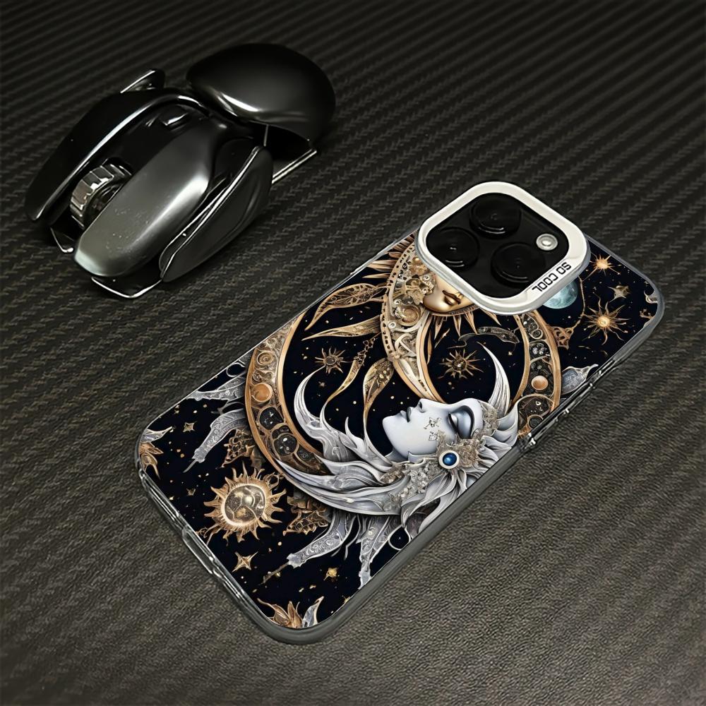 Retro Star Moon Pattern Phone Case Suitable for iPhone 17 16 15 14 13 12 11 Pro/Max/Plus Anti Drop and Anti Shock Back Cover