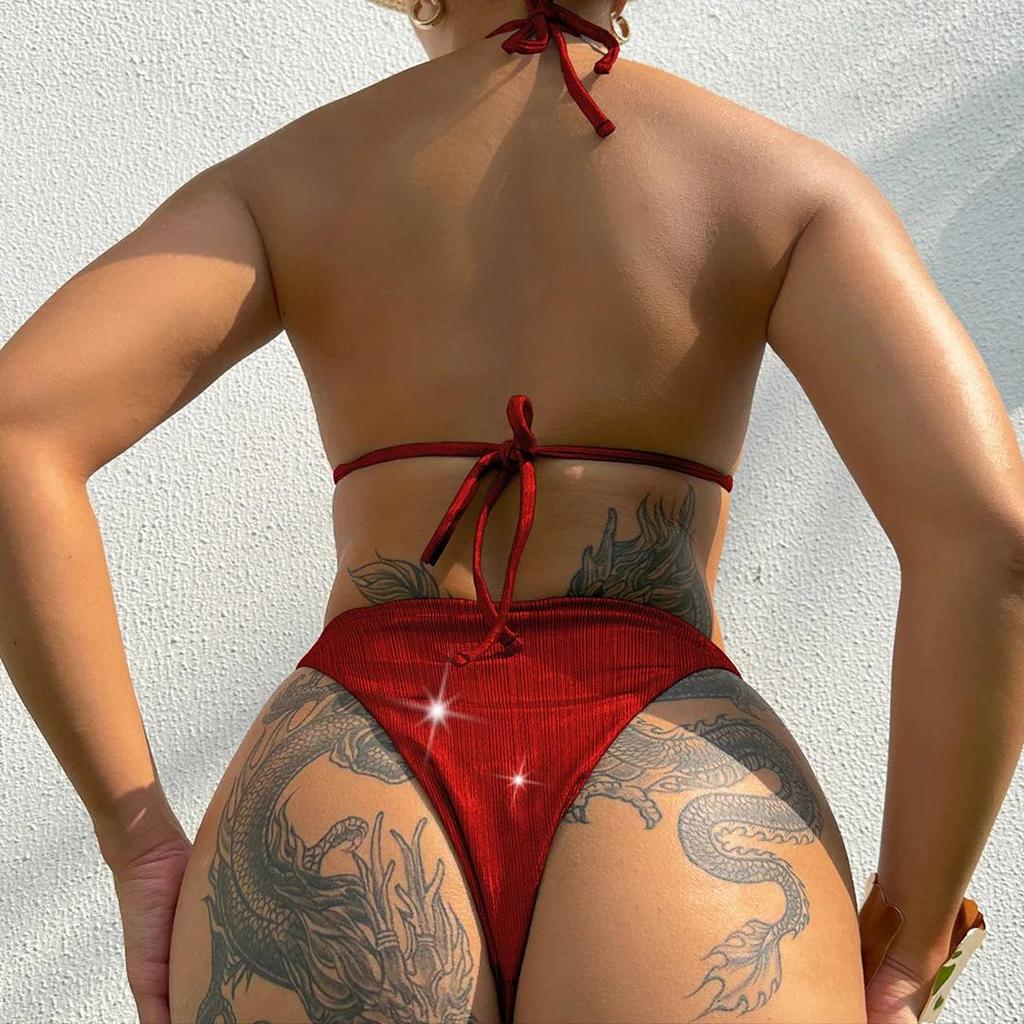 Nowe Cyrkonie Leopardowy Bikini Kobiety Kostiumy Kąpielowe Damski Strój Kąpielowy Dwuczęściowy Zestaw Bikini Kąpielówki Kąpielówki Kąpiel