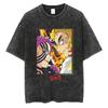 Anime Demon Slayer Nezuko Zenitsu Tanjirou Inosuke Print T-shirt Men Manga Cotton Tshirts Retro Washed T Shirt Harajuku Male Top