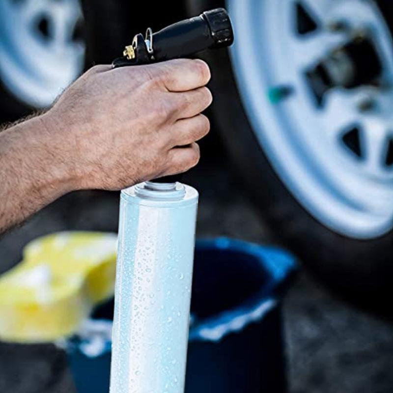 RV Marine Water Filter with Flexible Hose Protector Protects Against Bacterias Reduces Bad Taste Odors in Drinking Water