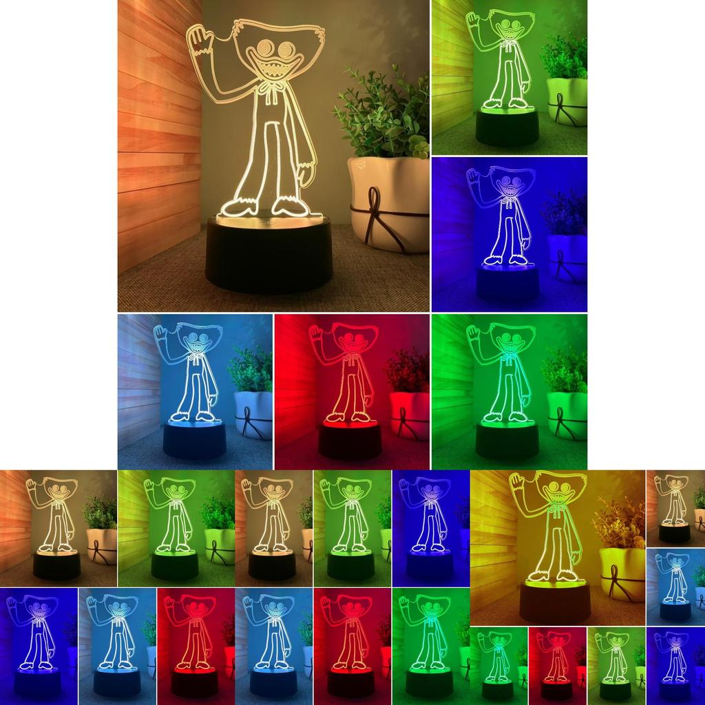 Stylish Poppy Playtime Huggy Wuggy Night Light 3d Led Lamp With 7 Colors For Living Room Decor