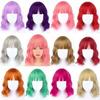 Fluffy Colorful Water Wavy Wigs Synthetic Halloween Cosplay Wig Short Bangs Curly Wig Role-playing