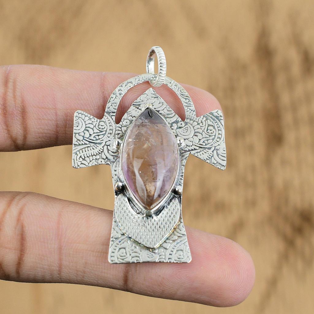 Marquise Natural Ametrine Handcrafted Unique Pendant Jewelry 925 Sterling Silver