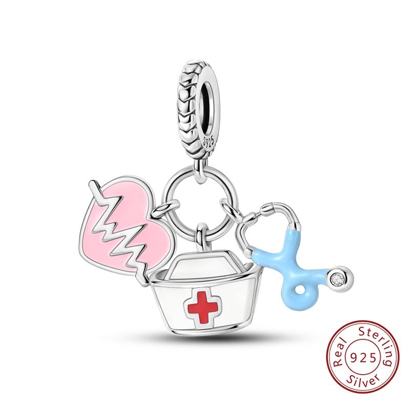Silve Charms Beads Doctor'S Teeth Dentist Charms First Aid Kit Dangle For Bracelet Occupation Jewelry Gift