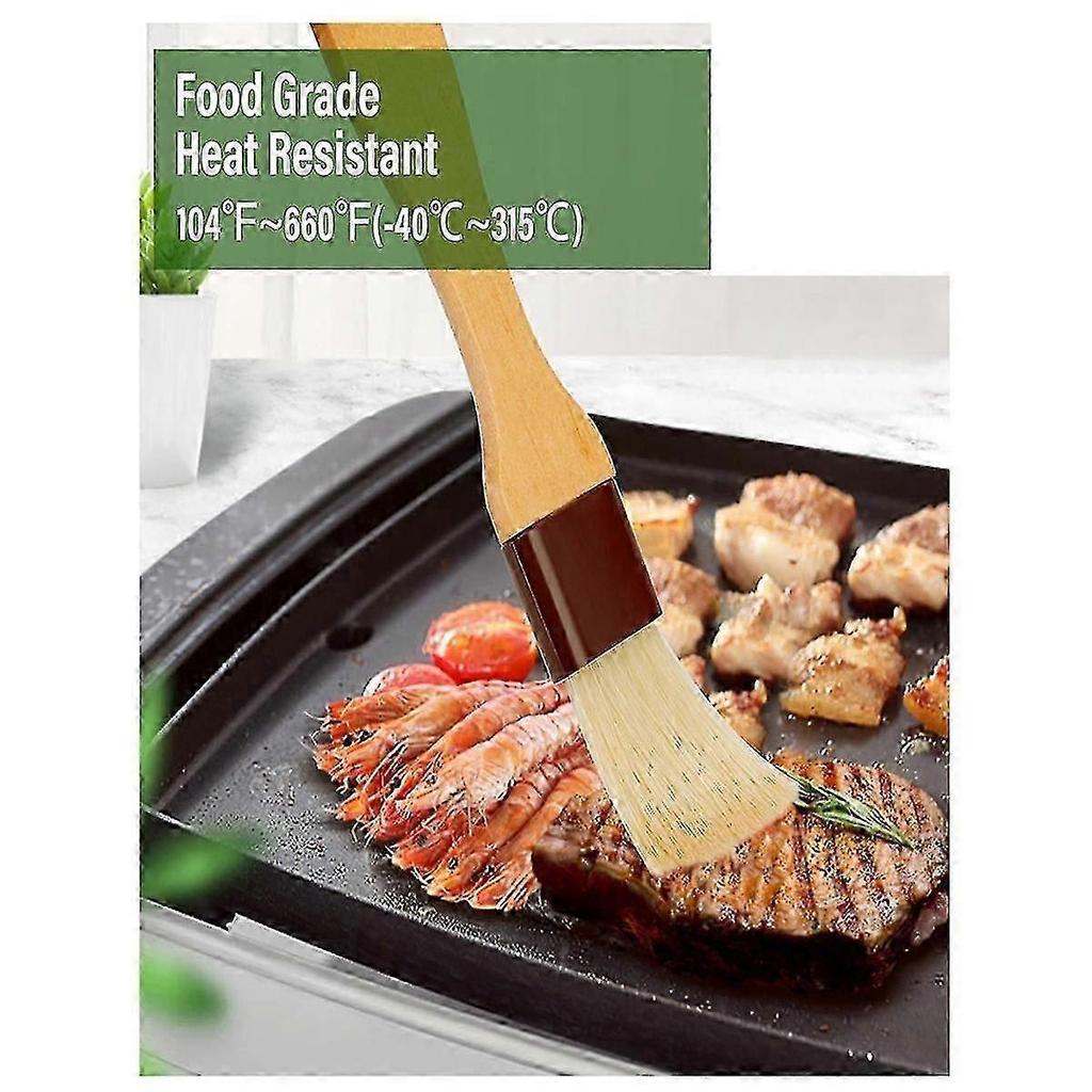 Pastry Brush,Basting Brush for Cooking,Bristle BBQ Brush for Oil & Sauce,Wooden Handle Food Brush for Baking