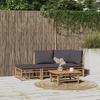 Vidaxl 3-Cz. Gartenmöbel-Set, Dunkelgraue Kissen, Bambus