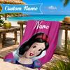 Custom Name Beautiful Princess Microfiber Beach Towel, Quick-Dry, for Summer Travel, Beach Essential, Picnic Essentials, Swimming Pool