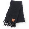 Ótimo Lenço Patch de couro Anagrama com franja Mohair preto Feminino Usado