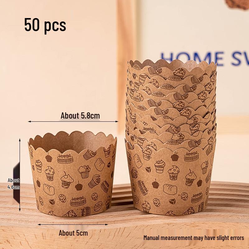 50 Hochtemperatur-Beständige Kraftpapier Muffin- & Chiffon-Kuchenförmchen - Lebensmittelqualität, Einweg, Runde Backförmchen