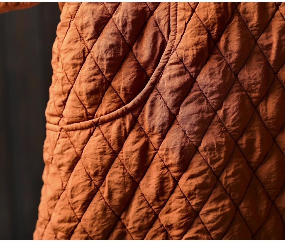 Chaqueta de Algodón con Capucha Acolchada de Diamantes para Mujer - Petite, Holgada, Informal, Ligera, Tendencia Invierno 2025