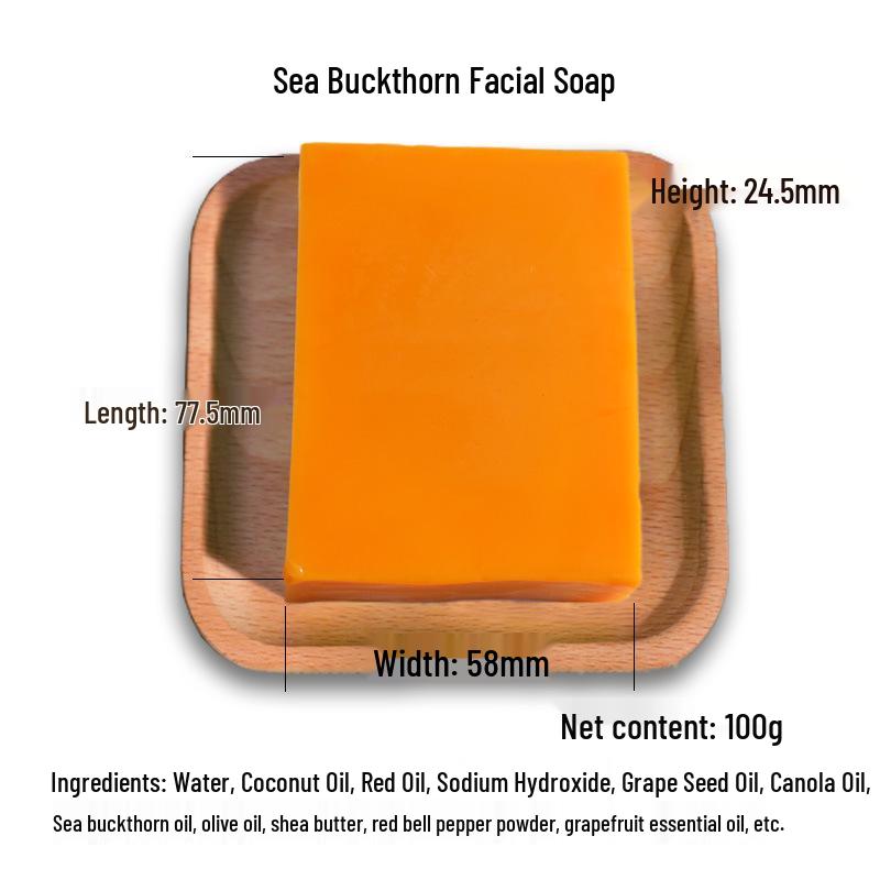 Herbal Sea Buckthorn & Green Tea Facial Soap - Handmade, Ancient Fragrance Cleanser for Men and Women