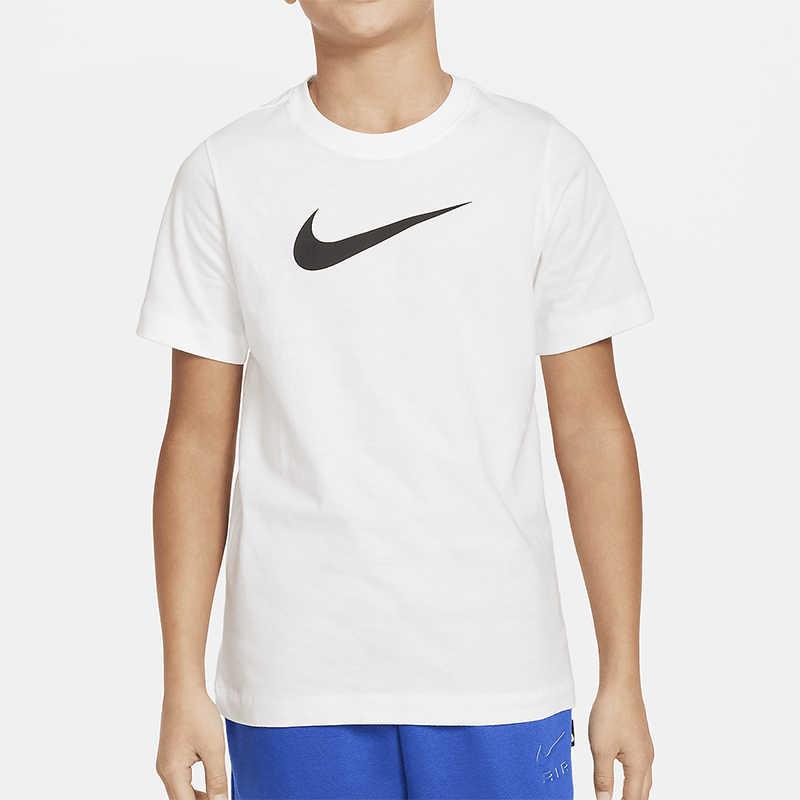 Nike Sportswear Logo Print Crew Neck Short Sleeve T-Shirt Kids Tops White DV2572-100