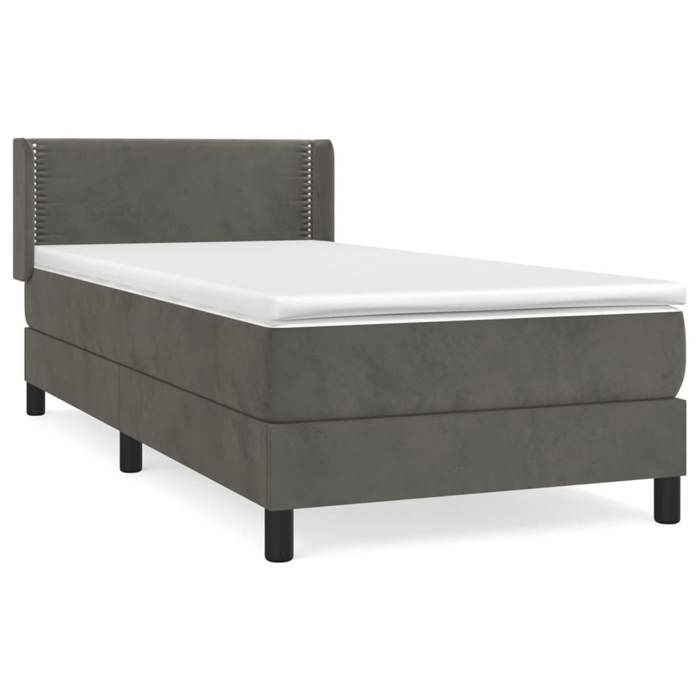 Maison Exclusive - Sommier à lattes de lit et matelas Gris foncé 90x200 cm Velours