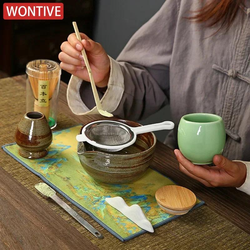 Gruby ceramiczny Stojak na pędzel do herbaty Zestaw miseczek do matchy Song Japońskie Narzędzia do matchy Instrumenty do degustacji herbaty Akcesoria do ceremonii herbaty