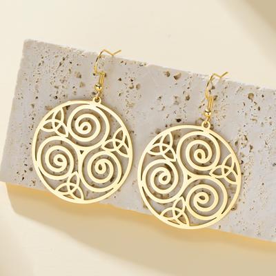 Dawapara Triskelion Triquetra Knoop Roestvrij Staal Hangende Oorbellen Ierse Kelten Cadeau Roestvrij Staal Spirituele Sieraden