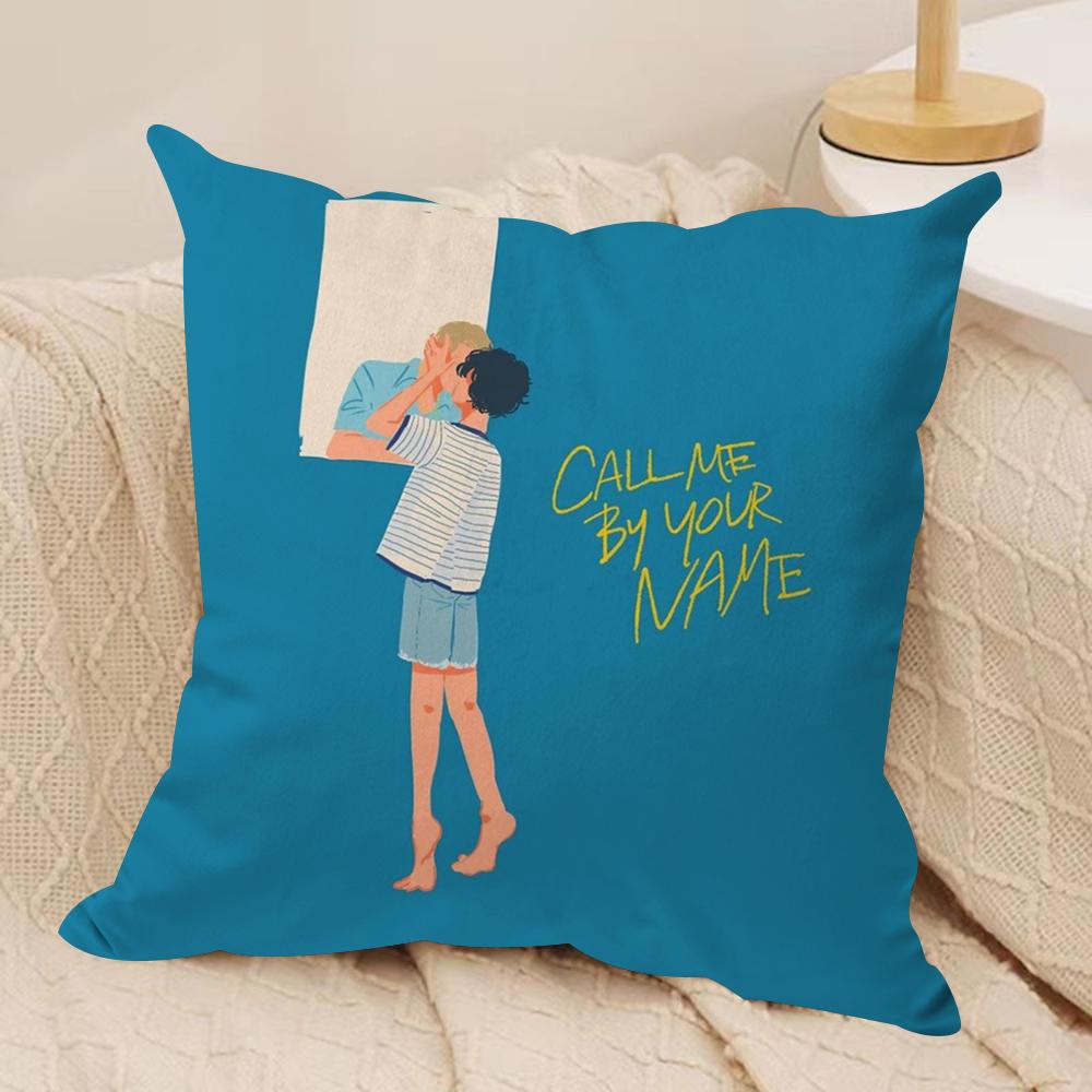 C-Call Me by Your Name Cushion Cover Soft Plush Fabric Double-Sided Printed Sofa Cushion Cover for All Seasons Home Decor Gift