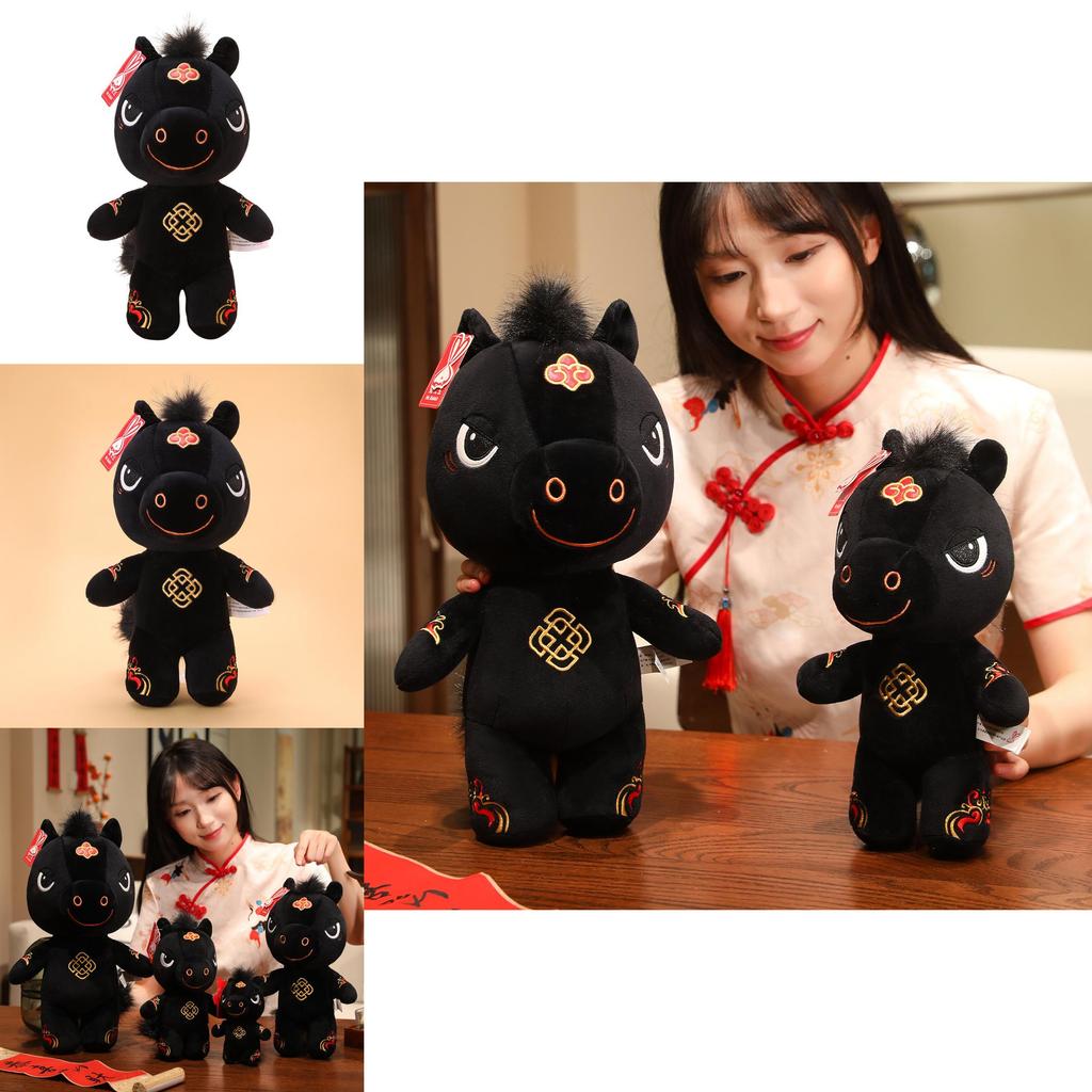 Horse Year Mascot Plush Toy With Soft Short Pile For Chinese New Year Gift