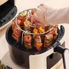Stainless Steel Air Fryer Grill Round with Grilled Vertical Skewers Barbecue Grill Hanging Skewers Rack for Home Kitchen Outdoor