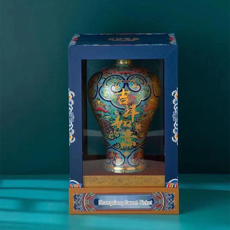 Exquisite Famille Rose Cloisonné Enamel Wine Jar Ornament, 1 Jin/5 Jin Capacity