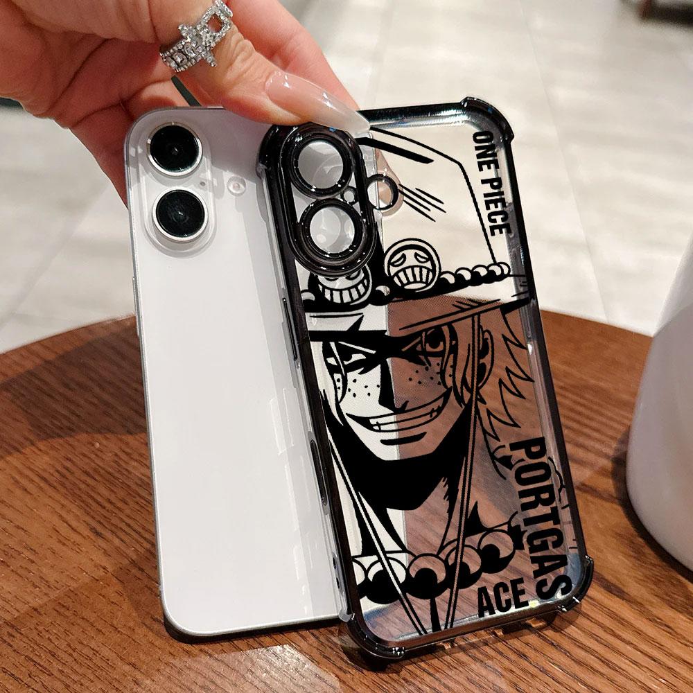 Cool SaboS LuffyS Aces Ones Pieces Plating Phone Case For iPhone 17 17e 16e 16 15 14 13 12 11 Pro Max Mini Air Plus Anti-Fall
