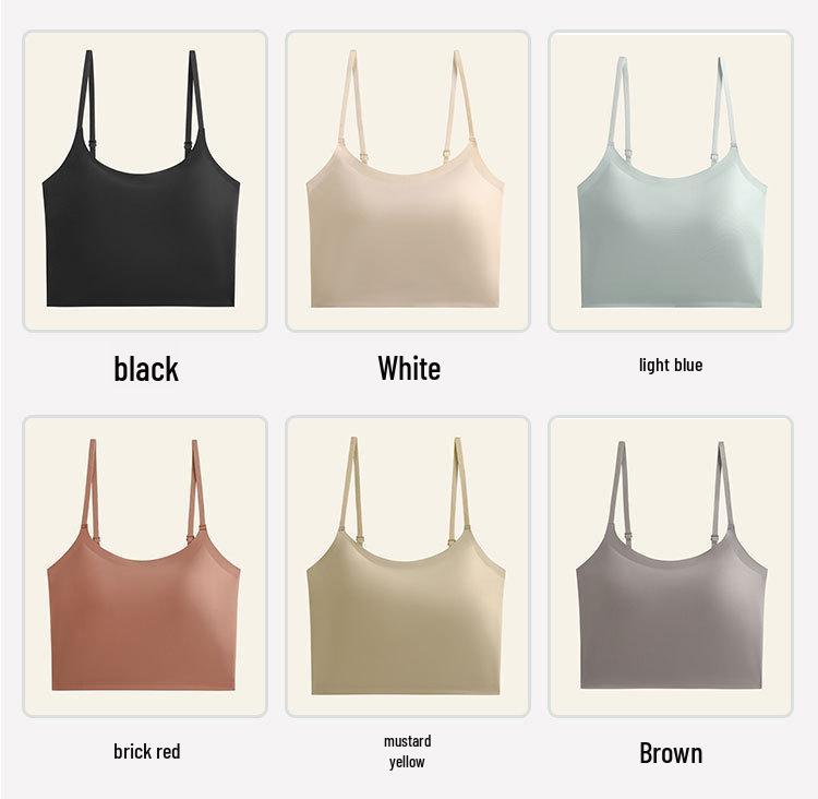 Seamless Ice Silk Spaghetti Strap Tank Top - Women's Slimming One-Piece with Beautiful Back Design