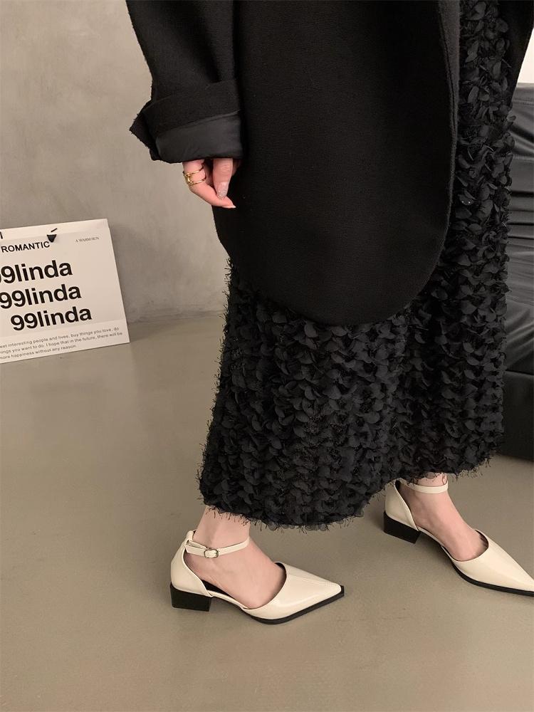 Fashion Summer Women's Shoes Sandals Ladies Mary Jane Black Heels Branded Pumps African Lolita Retro Block Beige Fashion Scandals High