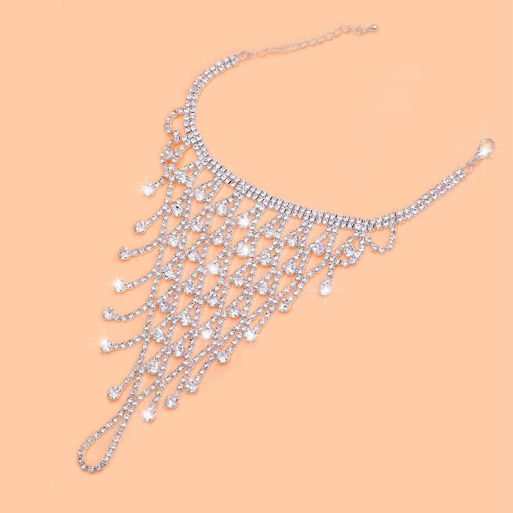 Elegant Rhinestone Bracelet Trendy Hand Crystal Bracelet Chain Finger Bangle Bracelet Beach Party