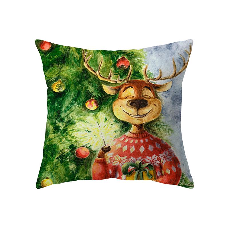 Merry Christmas Santa Claus Print Pattern Cushion Cover Home Living Room Sofa Decoration Square Pillow Pillow Cover