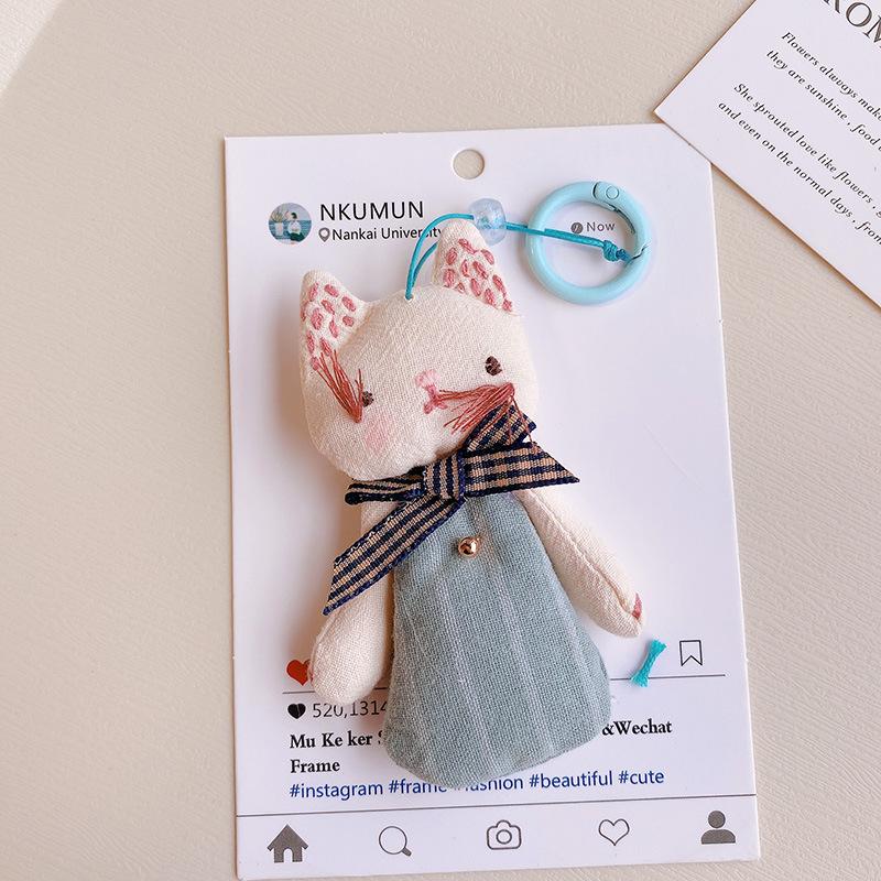Cute Animal Doll Series Fabric Keychain Handmaking Fabric Penguin Keyrings For Bag Pendant Small Bear Doll Keychain Wholesale