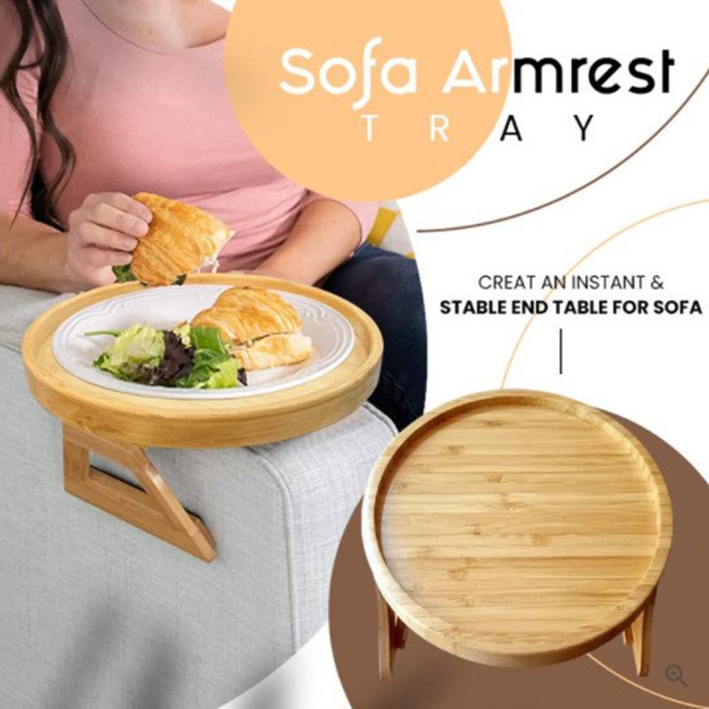Cozy Sofa Armrest Tray Wooden Sofa Disc Foldable