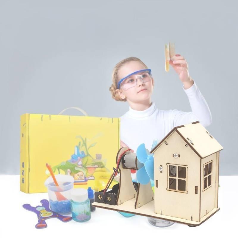 Stem Kids Educational Diy Wind Power Station Wooden Kit For Science Learning