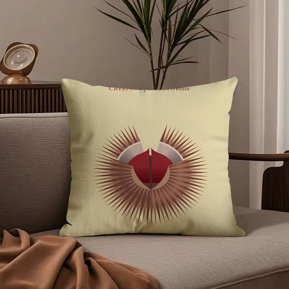 Simple Flower Art Pillow Case Anti-dustmite Pillowcase Invisible Zipper Silky Short Plush Sofa Cushion Cover