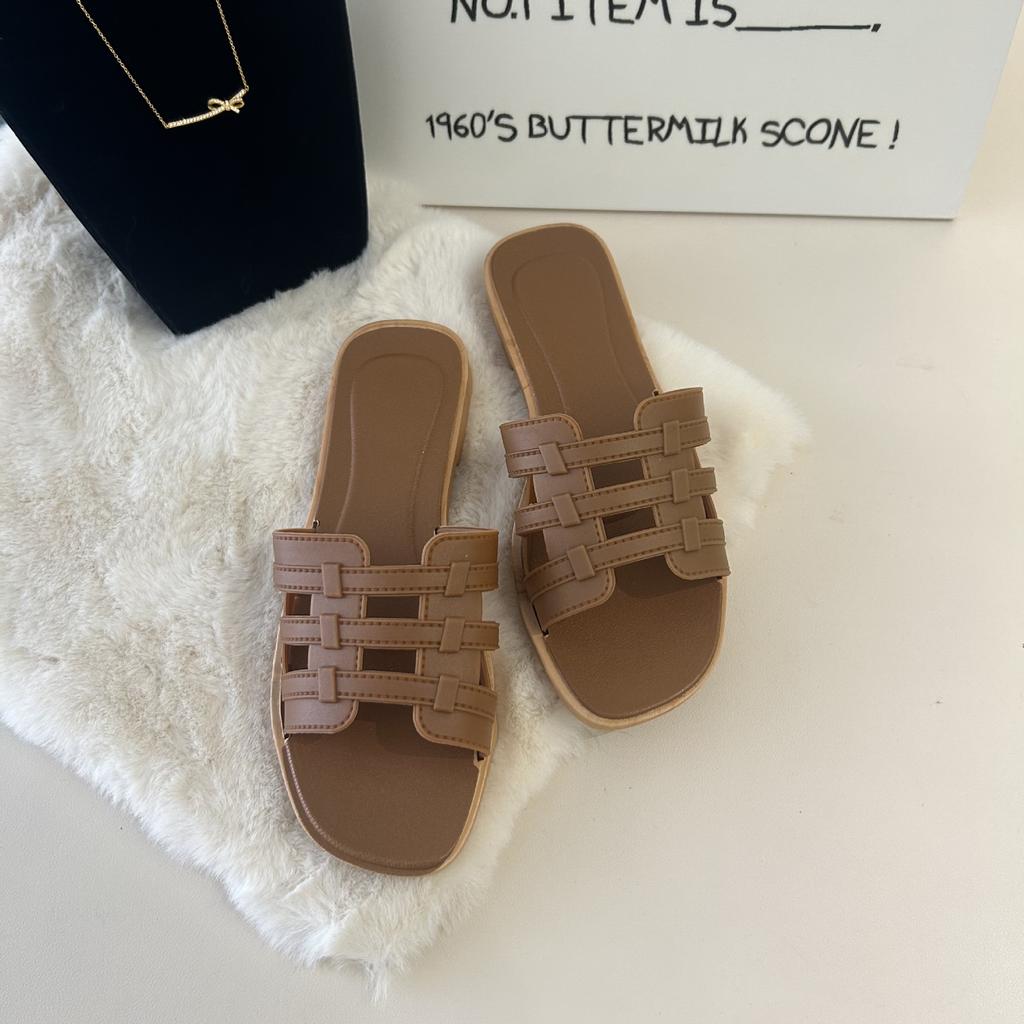 Summer new cross-strap slippers women's simple one-word drag fashion versatile Internet celebrity ins