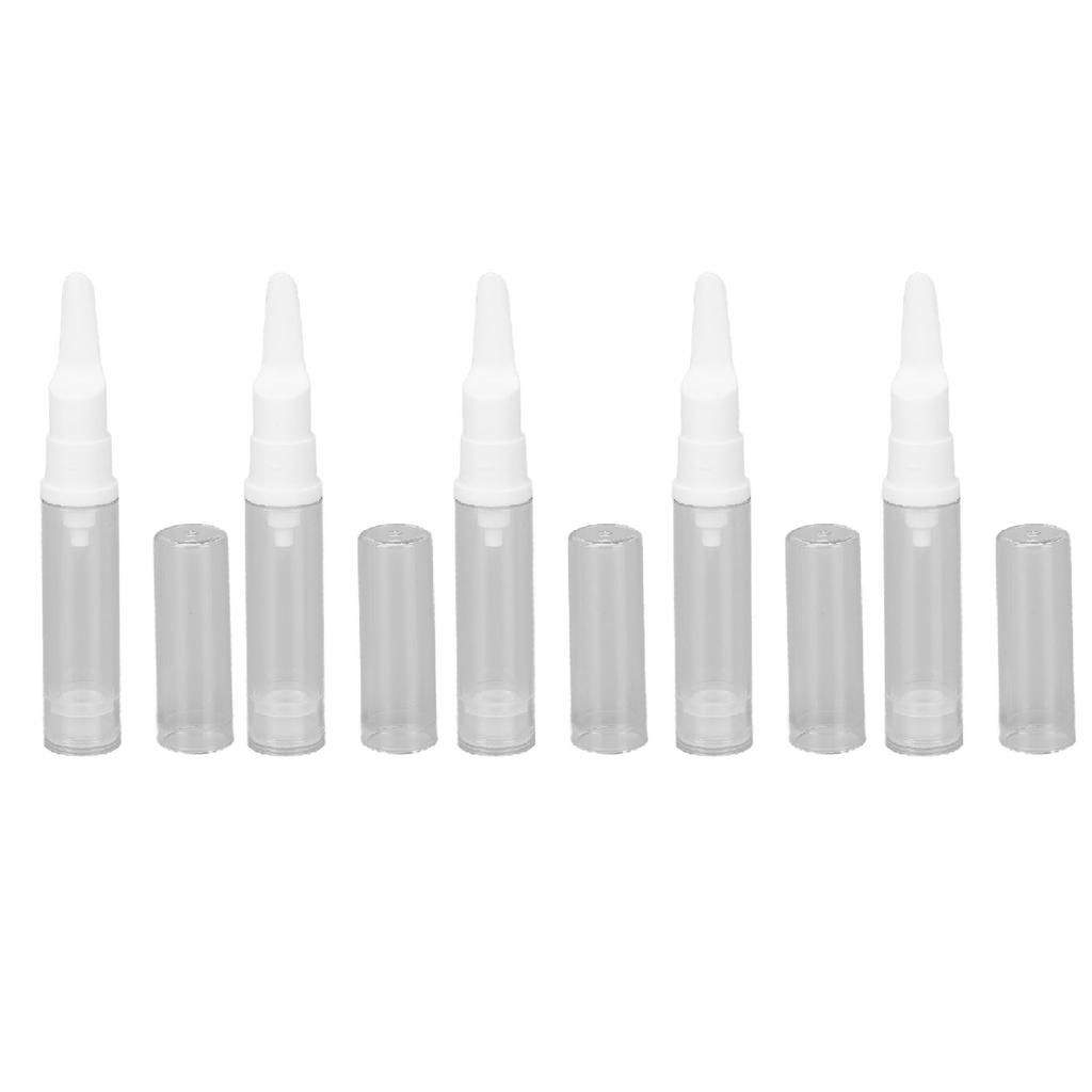 5pcs Duckbill Nozzle Vacuum Pump Bottle Clear Refillable Travel Dispenser Container for Eye Cream Lotion 10ml