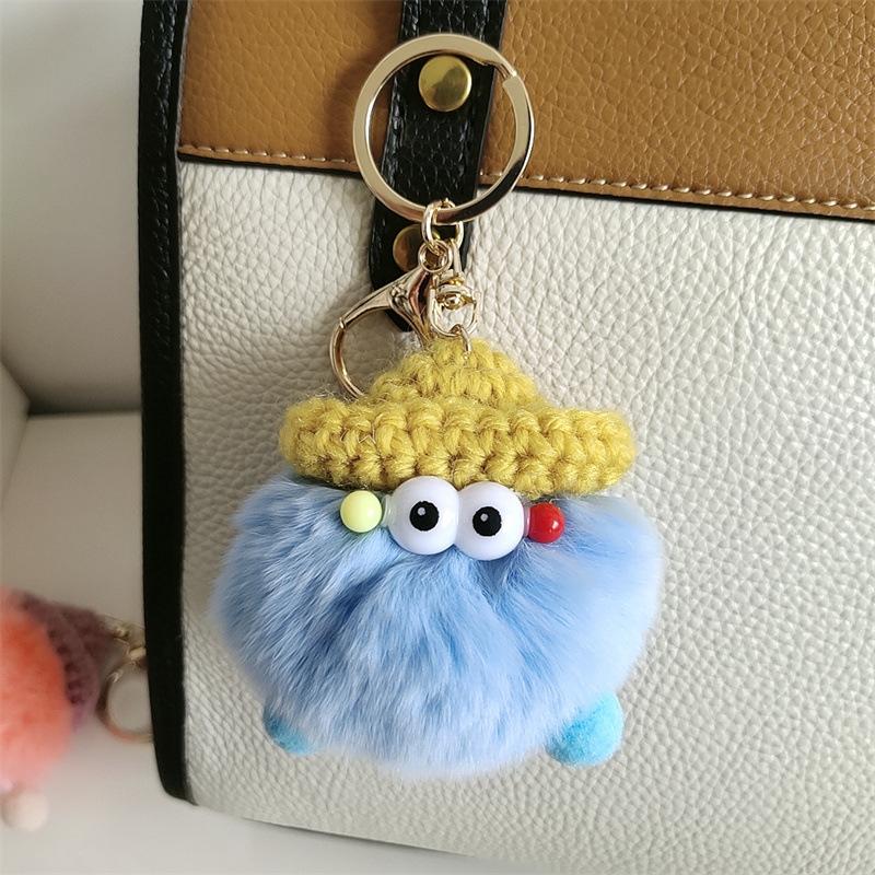 

Брелок из шерсти кролика Рекс, плюшевый эльф, брелок для ключей от машины, кулон в виде знаменитости из Интернета, плюшевый подарочный кулон для куклы небесно-голубой