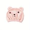 Cute Cartoon Bear Hair Towel Bag - Quick-drying, Super Soft, Long and Thick Hair - Light Blue and Pink, Non-woven, Suitable for Teenagers and Adults