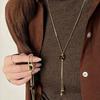 Vintage Maillard Braun Steinhänger Halsketten für Damen Mädchen Trendige Lässige Zugseil Halsketten Tägliche Pendler Schmuck Geschenke