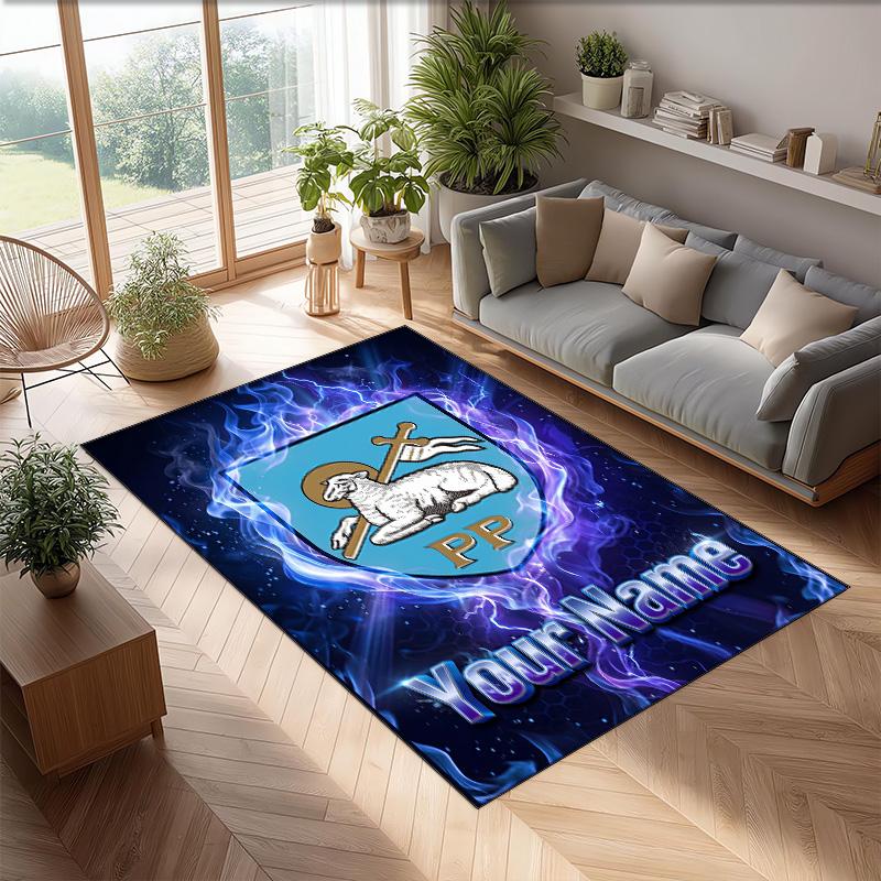 Preston North End Printed Crystal Velvet Rug Non‑Slip Crystal Velvet Carpet For Sofa Bedroom Indoor Home Decoration