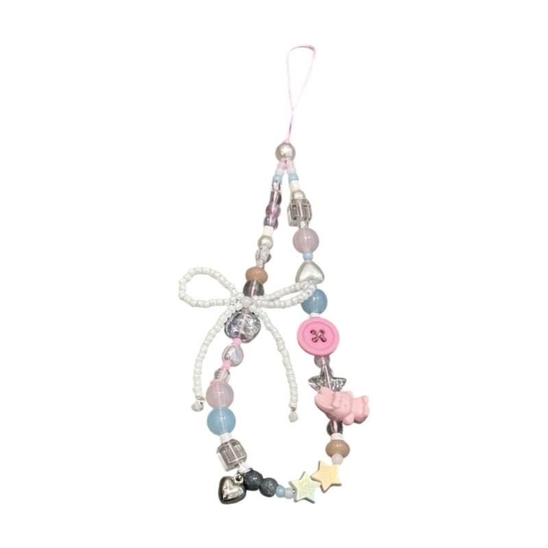 Beaded Phone Charm Keychain Set Cute Bear Butterfly Heart Charm For Phone Bag Camera Decorations 1