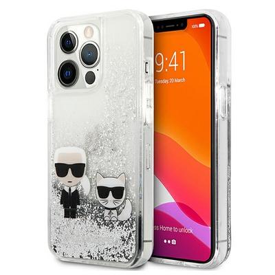 Karl Lagerfeld Klhcp13Xgkcs 13 Pro Max6,7 Srebrny/Silver Twarde Etui Płynny Brokat Karl&Choupette