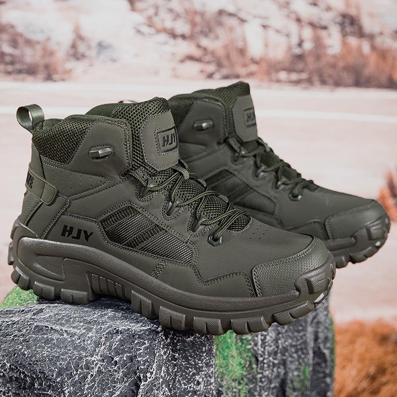 High-top mountaineering boots outdoor tactical boots desert boots snow boots men's camping large size training shoes men's large size 47