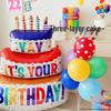 Colorful Large Birthday Cake Foil Balloon for Kids' Party Decoration and Photo Props