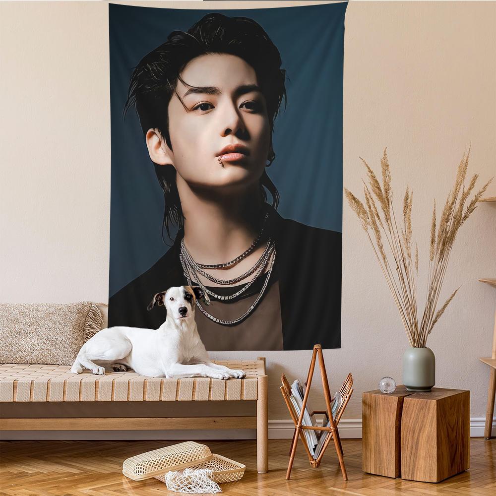 JJungkookS Singer Cartoon Tapestry Art Science Fiction Room Home Decor Wall Hanging Sheets