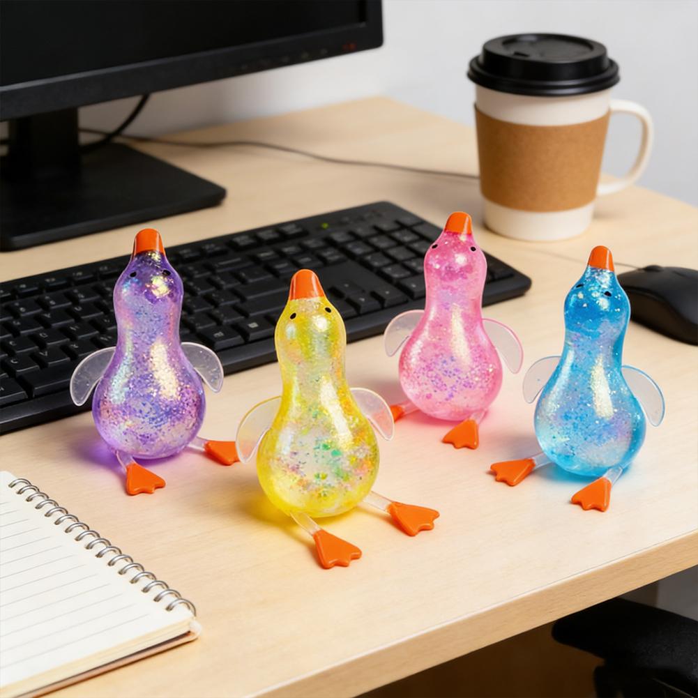 Colorful Aurora Duck Squeeze Toy Soft Cute Animal Stress Relief Decompression Stretch Toy For Adults And Children Gift
