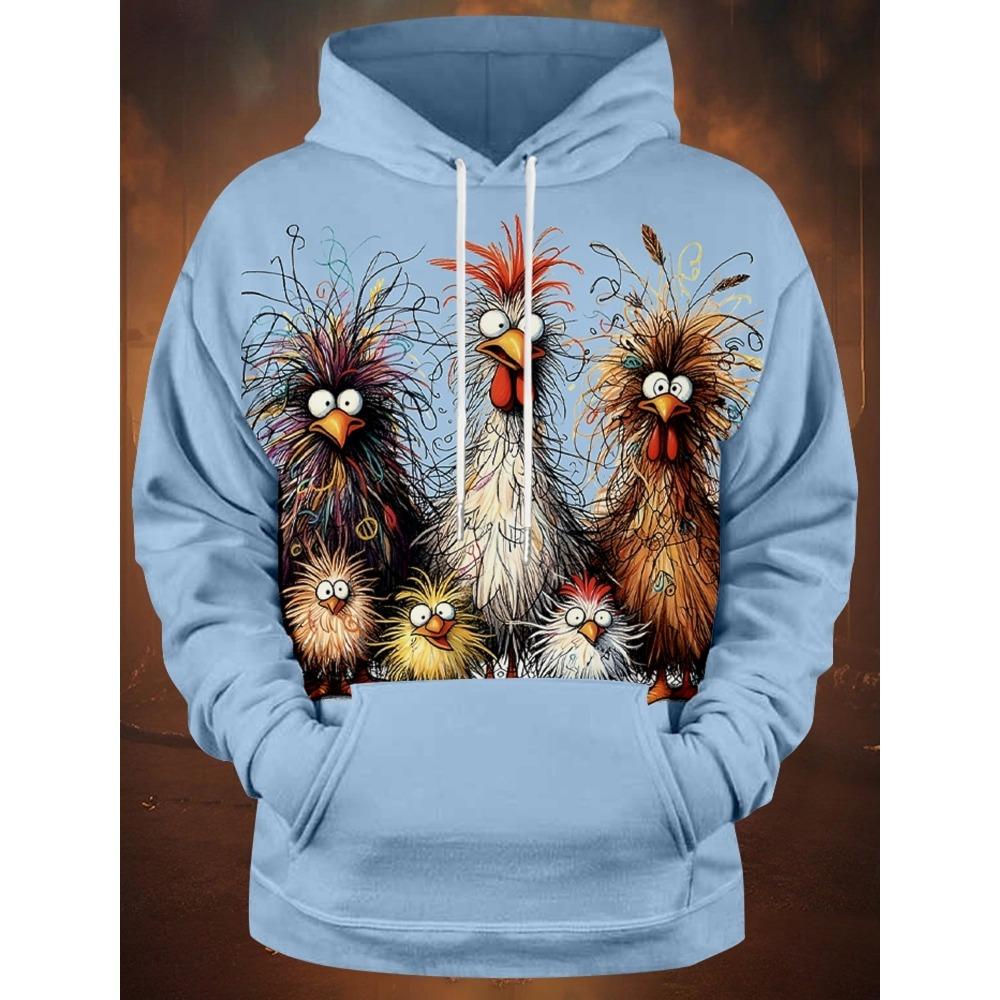 Lustiger Tier Hühner Print Unisex Hoodies Herbstmode Street Herren Sweatshirts Lässig Locker Herren Bekleidung Oberteile Hoodies
