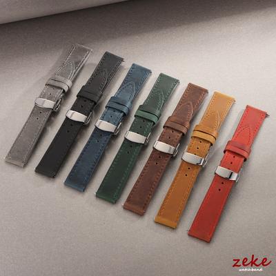 Vintage Leather Watch Band Butterfly Buckle Stitching Cowhide Strap for Omega 18/19/20/21/22/24mm Brown Wrist Bracelet for Seiko